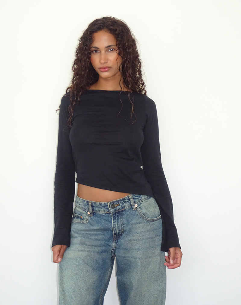 Image of Lunica Langarm-Top aus Tissue-Jersey Schwarz