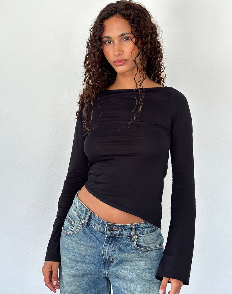 Image of Lunica Langarm-Top aus Tissue-Jersey Schwarz