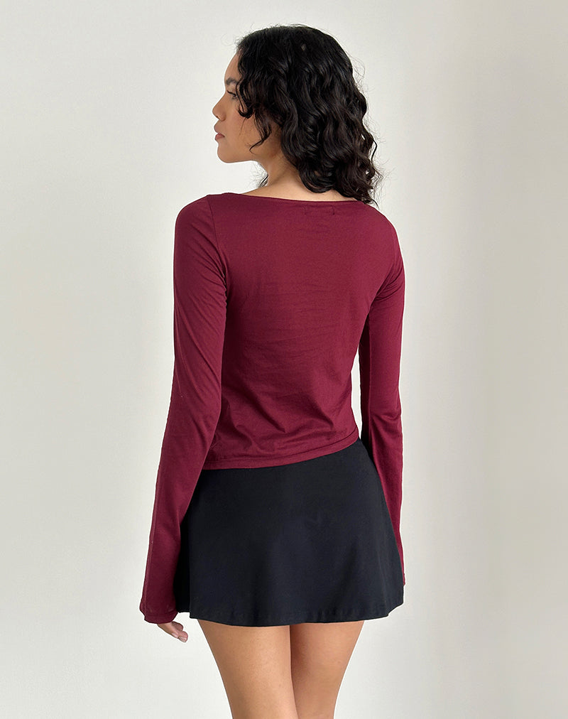 Image of Lunica Langärmeliges Jersey-Top in Burgunderrot