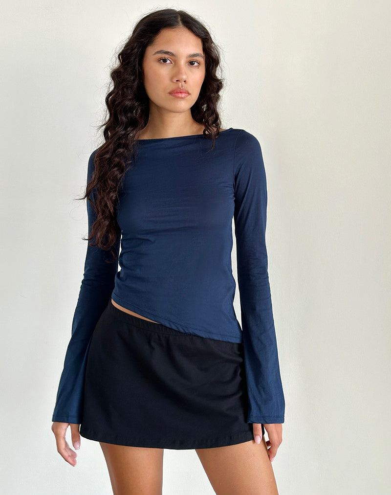 Lunica Langarm-Top aus Tissue-Jersey Navy