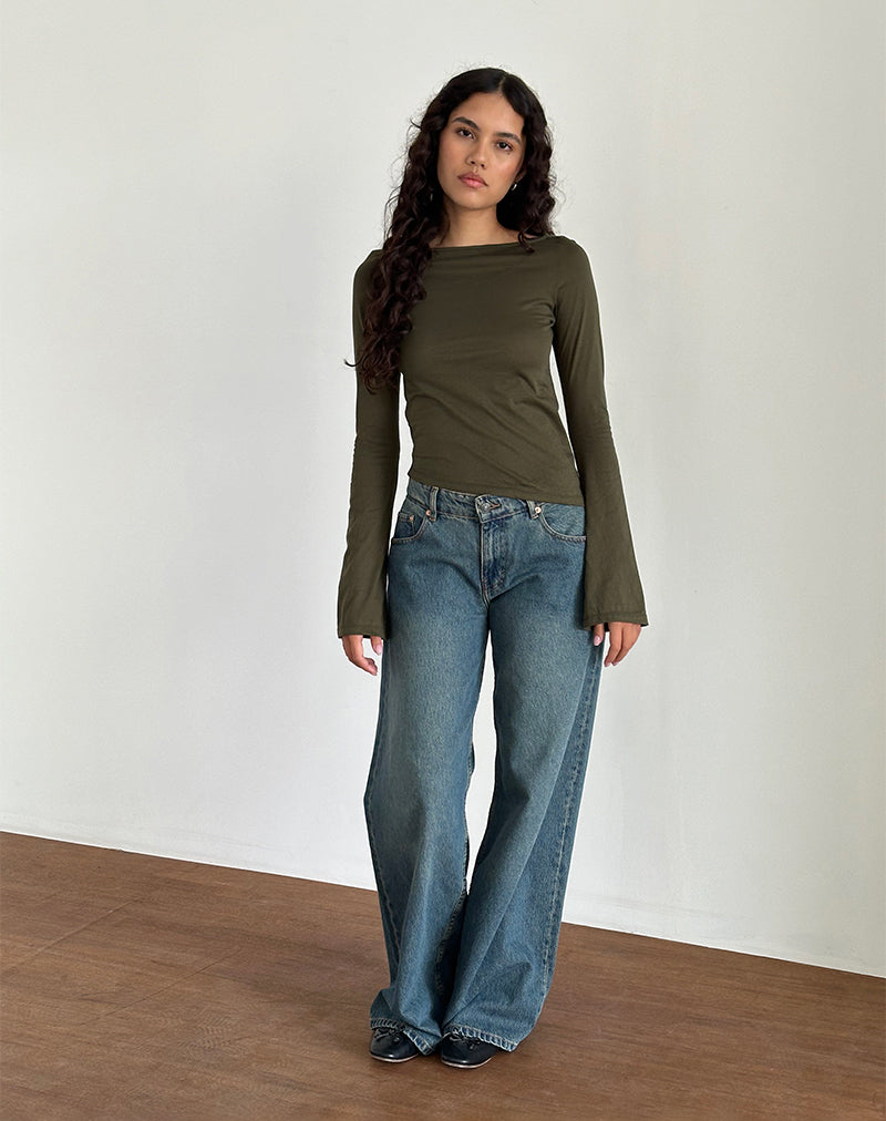 Lunica Top aus Tissue-Jersey oliv
