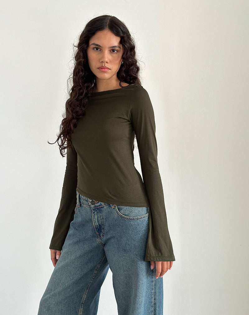 Lunica Top aus Tissue-Jersey oliv