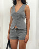 Image of Luno Button Front Vest Top in Nadelstreifen Grau