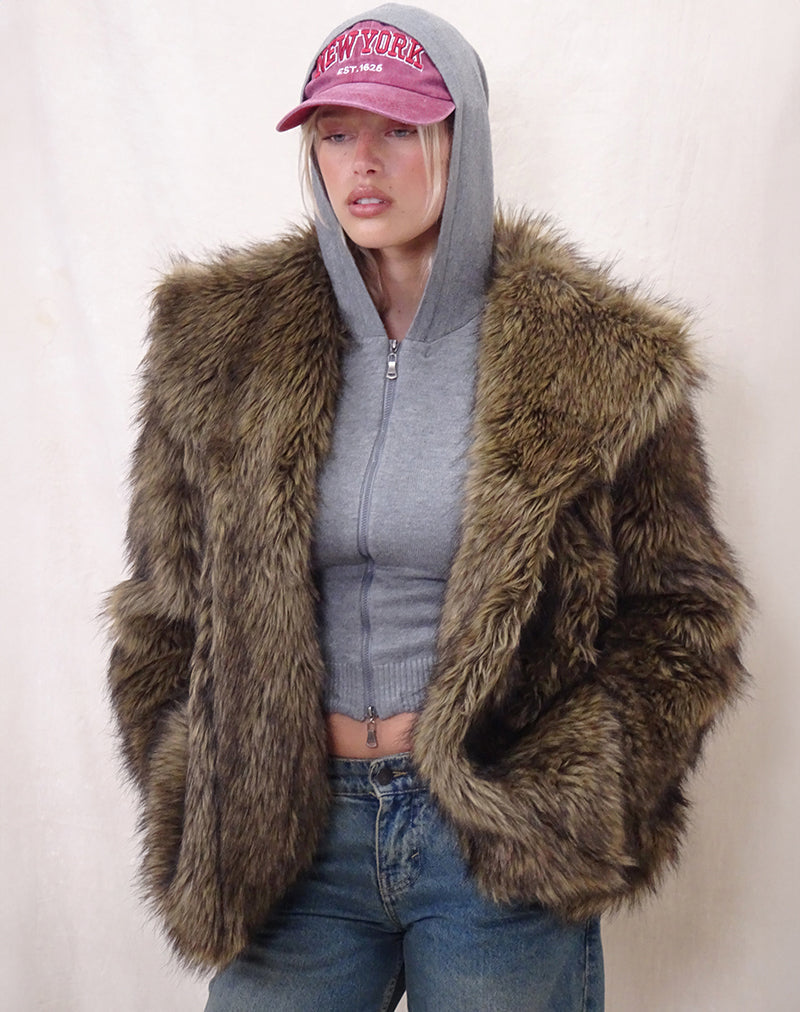Image of Lupita Jacke aus langem Kunstpelz Braun
