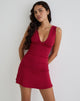 Image of Luscian Plunge Mini Dress in Rot mit schwarzem Micro Polka Print