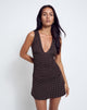 Image of Luscian Plunge Mini Dress in Micro Polka Braun