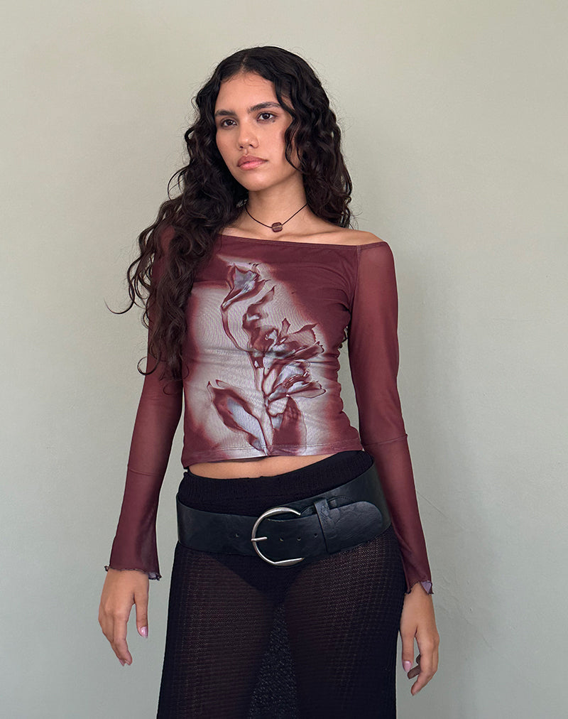 Image of Lutana Bardot Top aus Lumen Mesh Braun