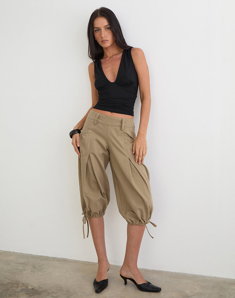 Bild der Iria Cargo Capri Hose in Twill Khaki