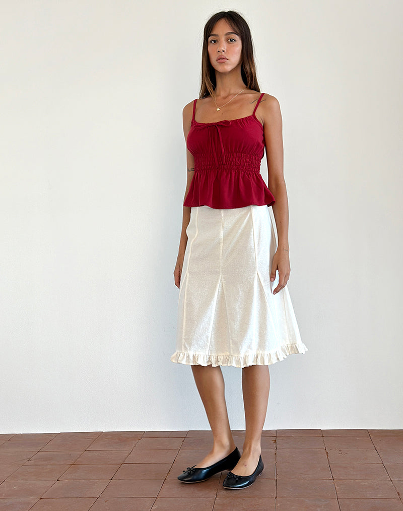 Lyncia Tie Front Cami Top in Adrenalin Rot