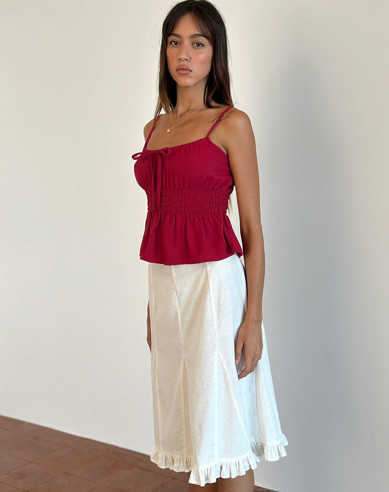 Bild von Lyncia Tie Front Cami Top in Adrenalin Rot