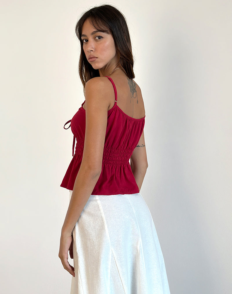 Bild von Lyncia Tie Front Cami Top in Adrenalin Rot