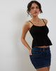 Image of Lyncia Tie Front Cami Top in Schwarz