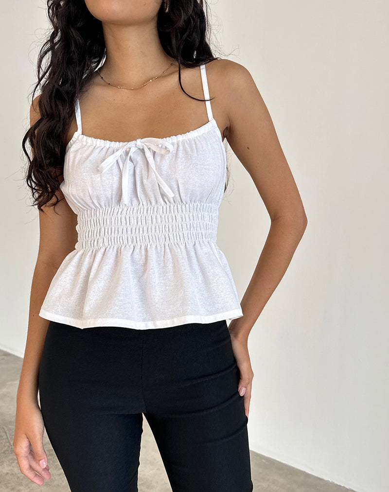 Bild von Lyncia Tie Front Cami Top in Off White