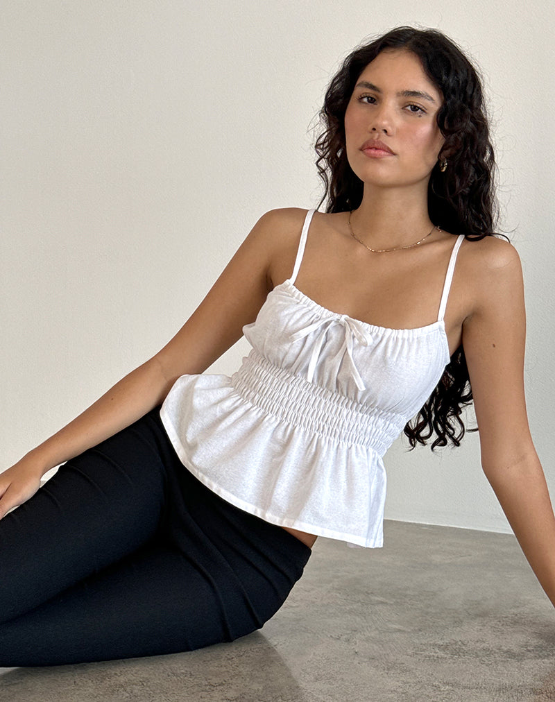 Bild von Lyncia Tie Front Cami Top in Off White