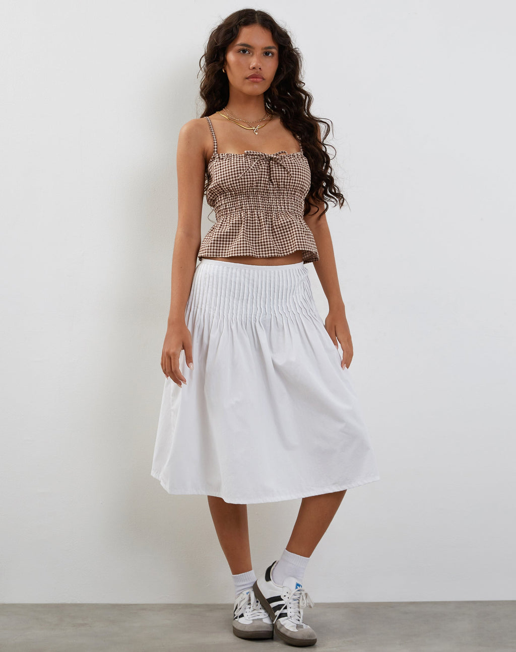 Lyncia Tie Front Cami Top aus Mini Gingham