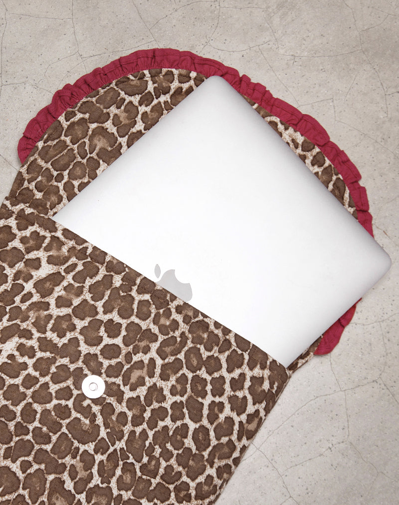 Image of Laptoptasche mit Leopardenmuster und roter Rüsche