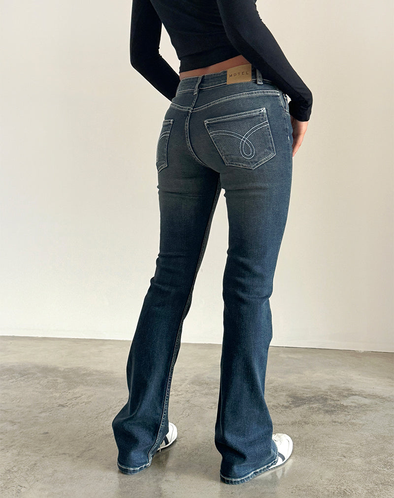 Bild von Low Rise Bootleg Jeans in Heavy Stitch Vintage Indigo