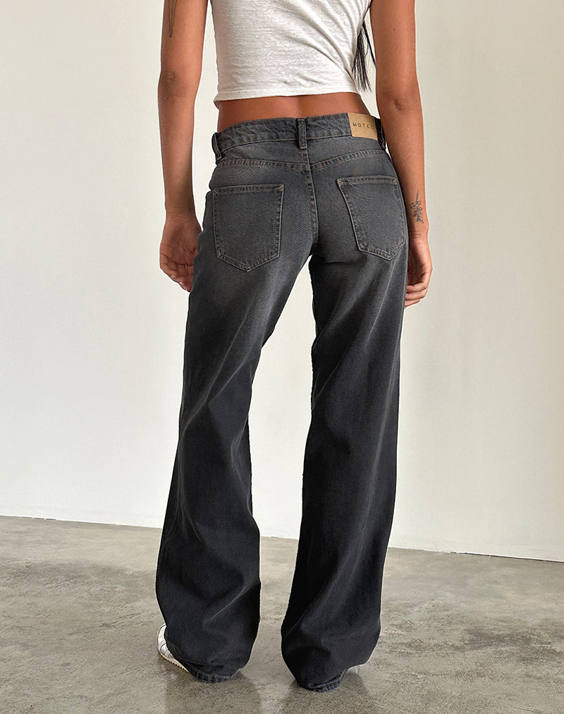 Bild von Low Rise Parallel Jeans in Grau Used Bleach