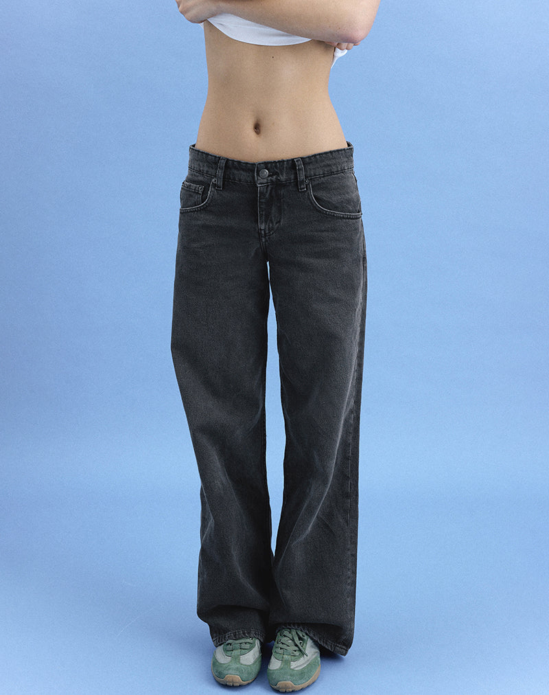 Image of Low Rise Parallel Jeans aus gewaschenem Schwarz Grau