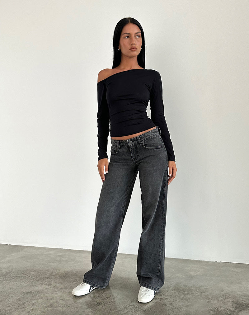 Image of Low Rise Parallel Jeans aus gewaschenem Schwarz Grau