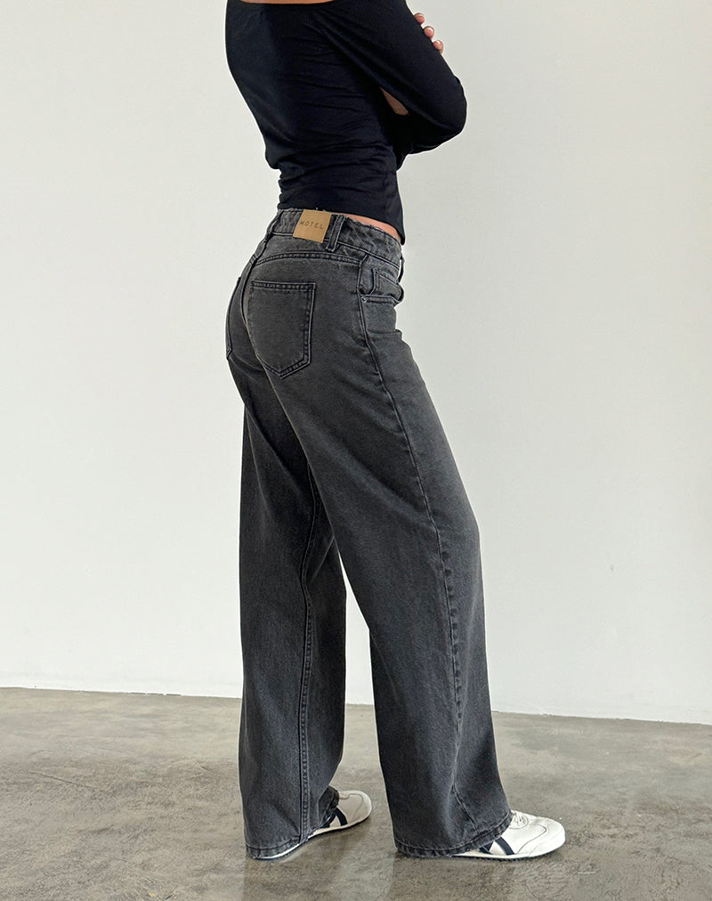 Image of Low Rise Parallel Jeans aus gewaschenem Schwarz Grau