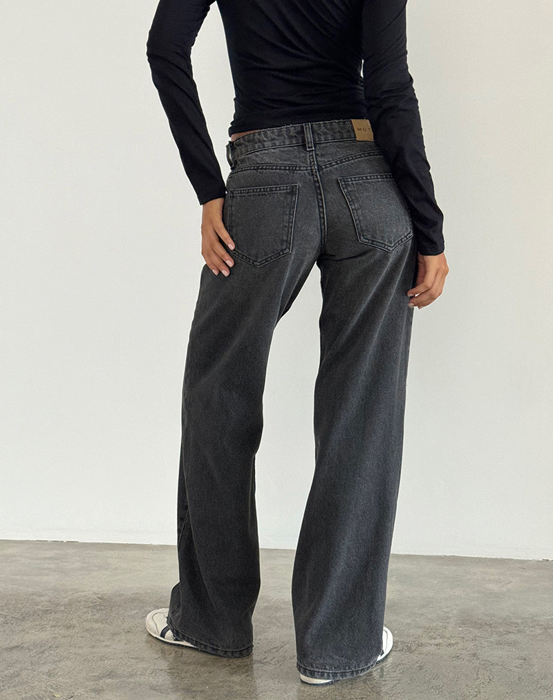 Image of Low Rise Parallel Jeans aus gewaschenem Schwarz Grau