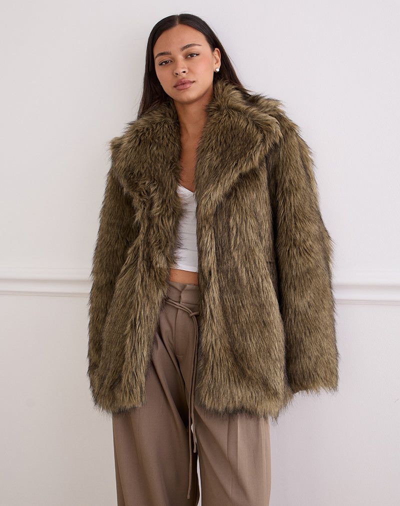 Image of Lupita Jacke aus langem Kunstpelz Braun