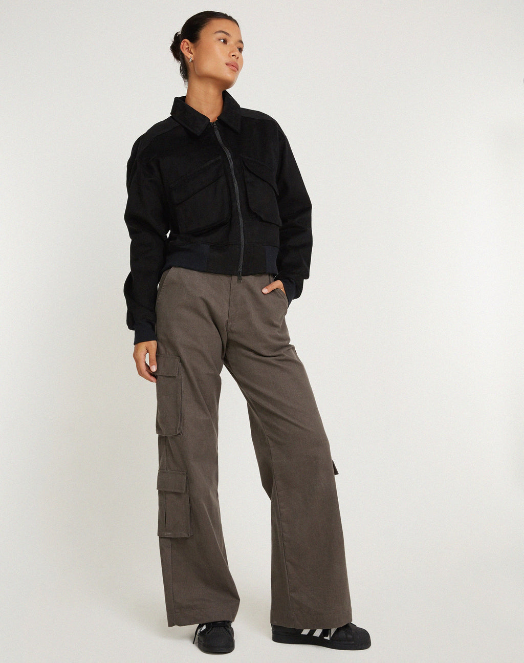 MA2 Jacke aus Twill-Wildleder Schwarz