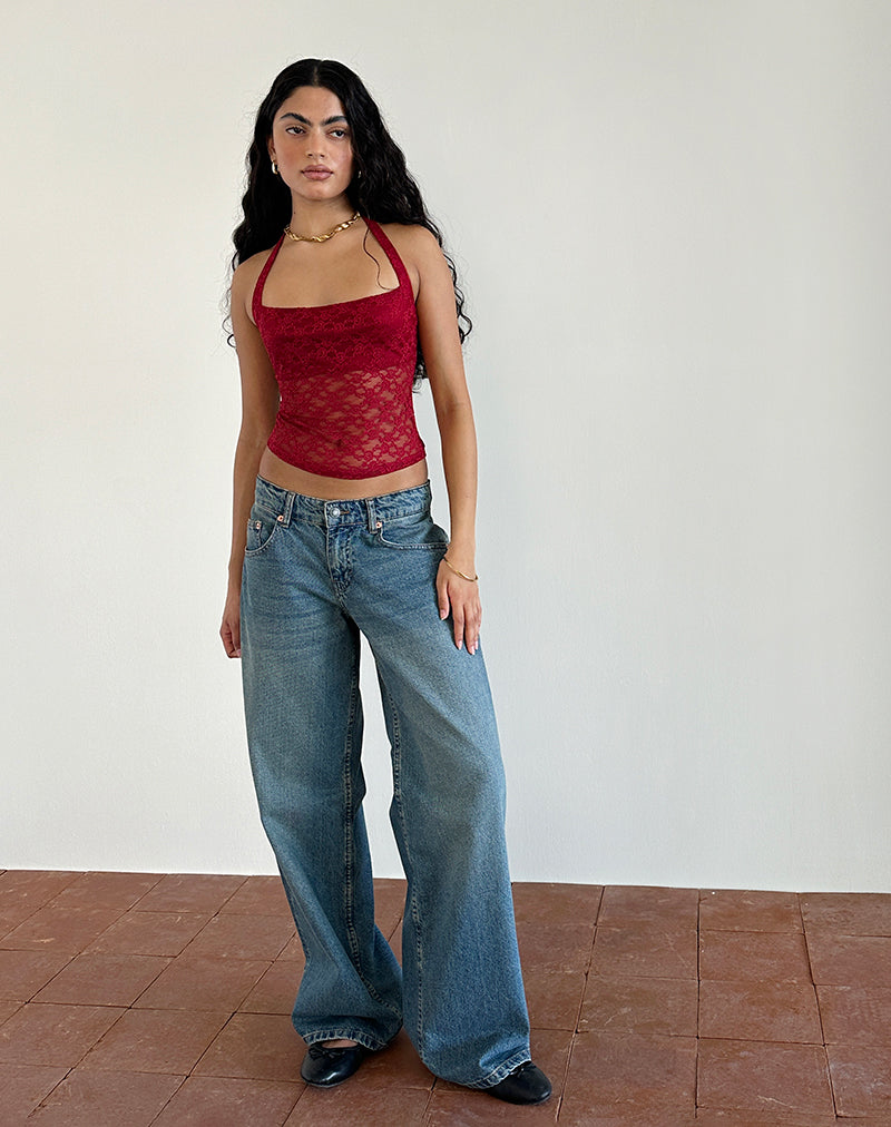 Image of Maggha Neckholder-Top aus Mari Lace Rot