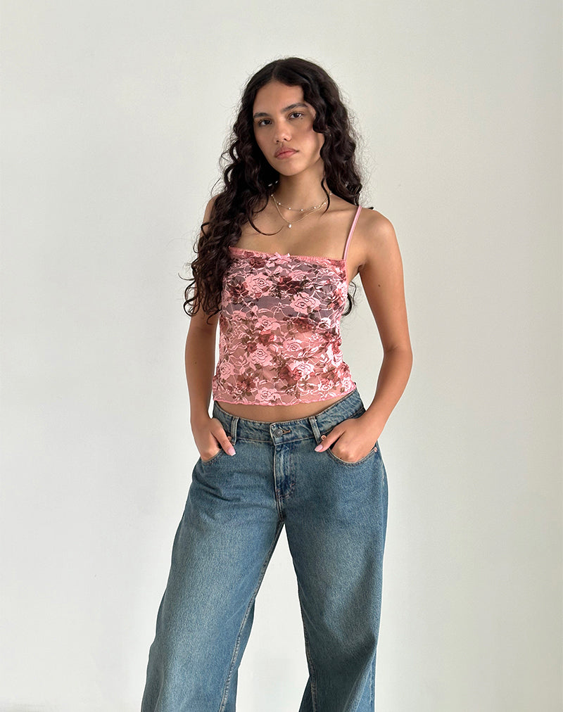 Magita Top in Rosa Spitze Floral Bloom