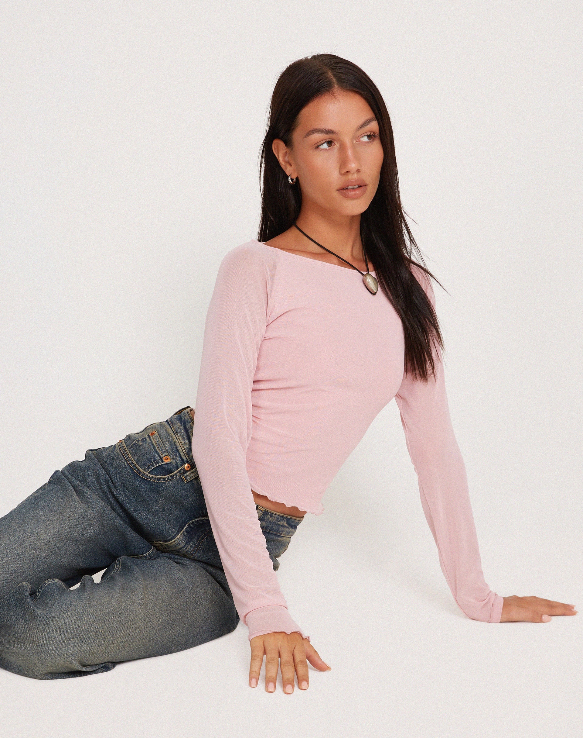 Bild von Mahira Langärmeliges Mesh-Top in Rosa
