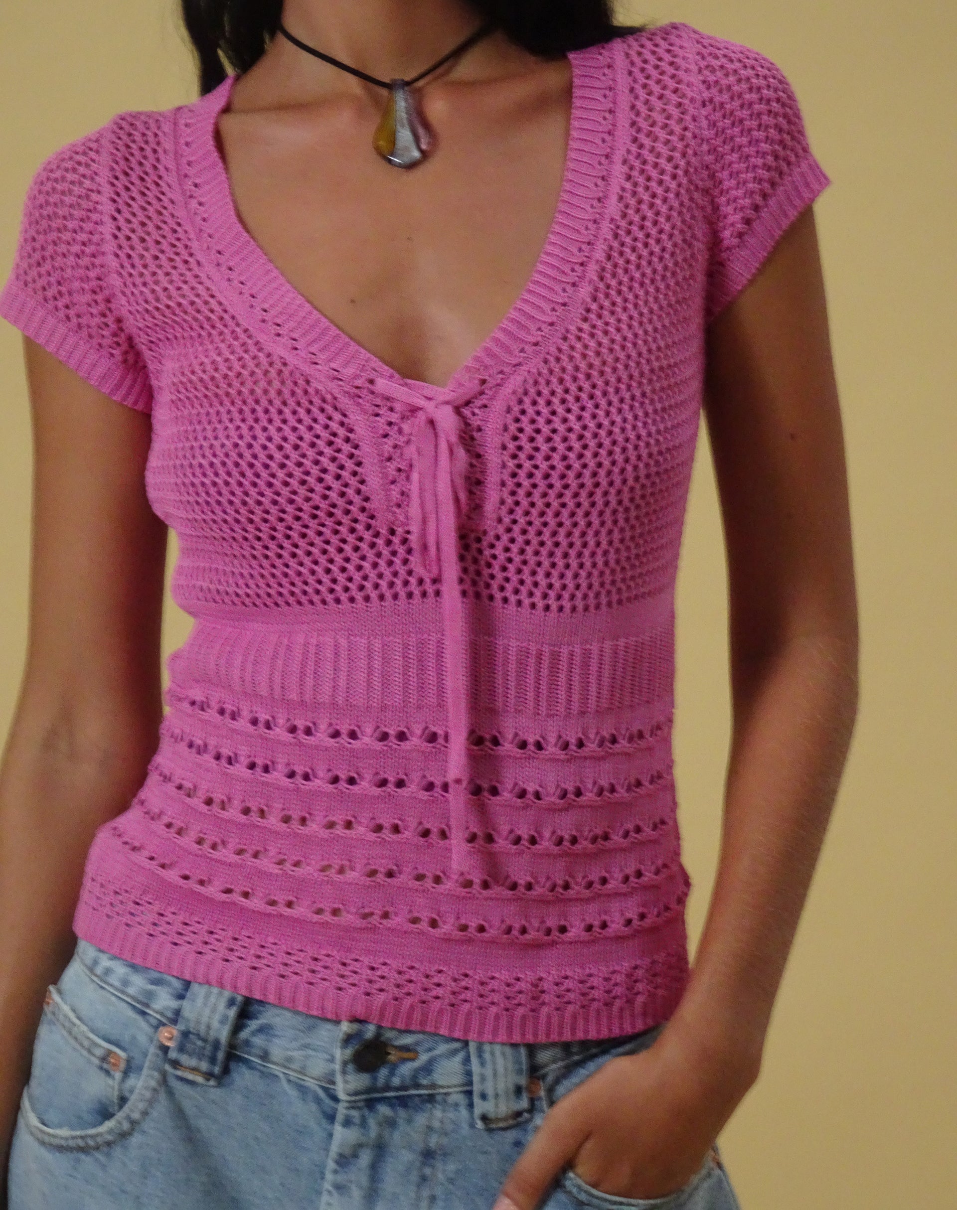 Image of Maika Gestricktes Top in Himbeere