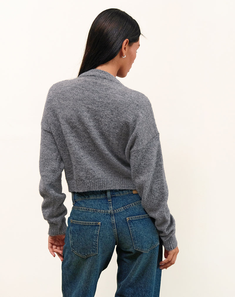 Image of Maira Zip Through Jacke in Knit Grau
