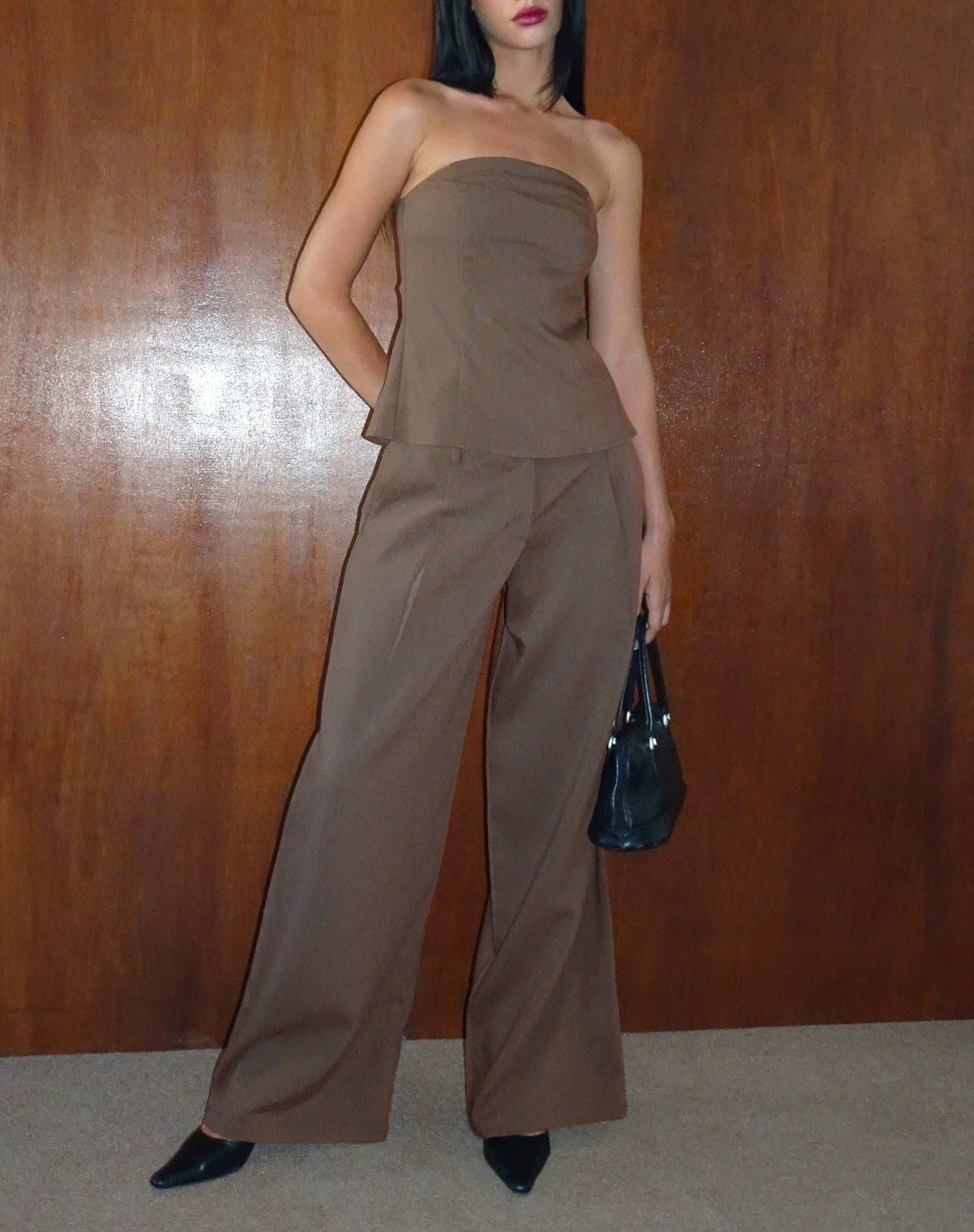 Image of Salisu Hose mit weitem Bein in Tailoring Taupe