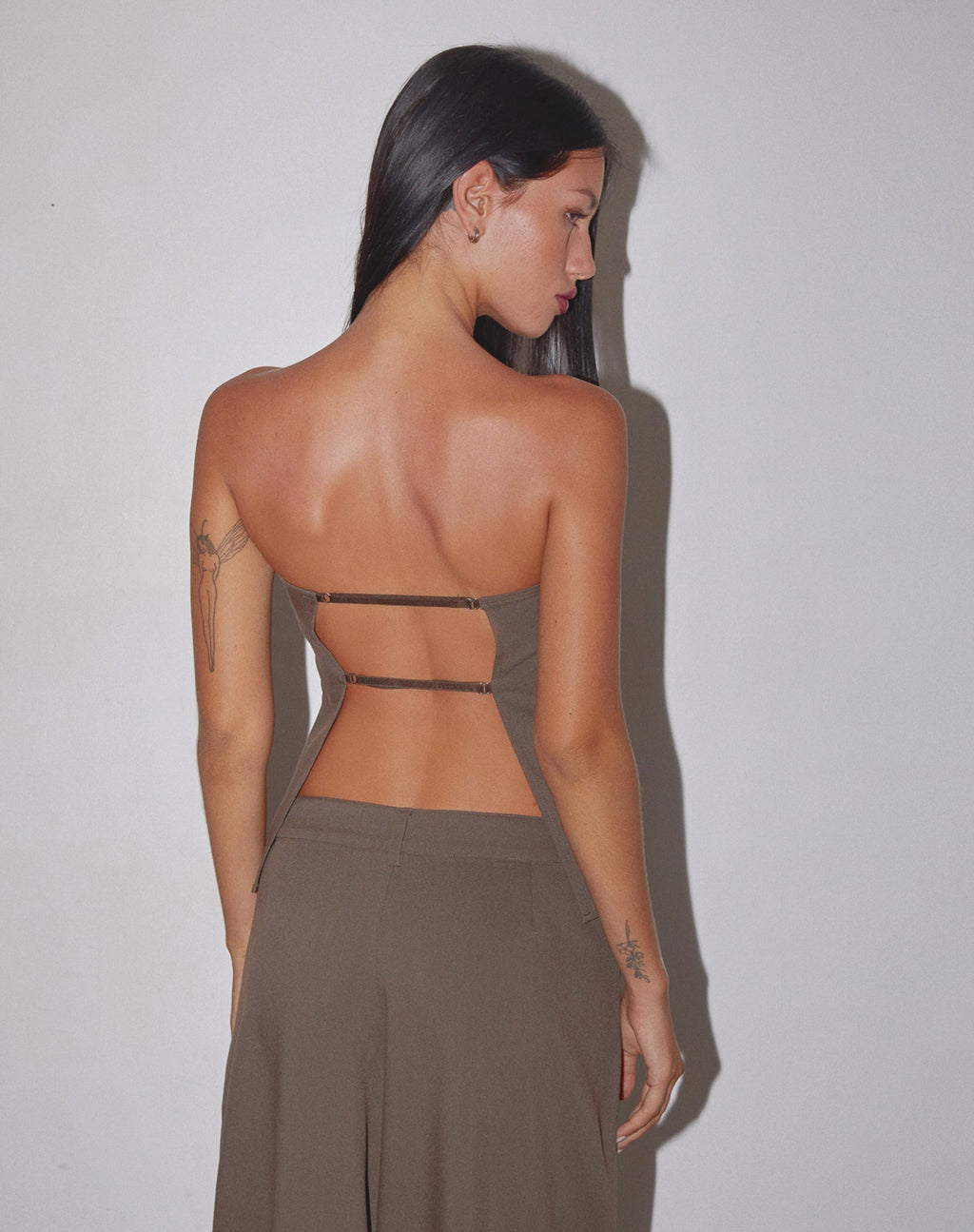 Mairi Longline Bandeau-Top in Taupe Tailoring