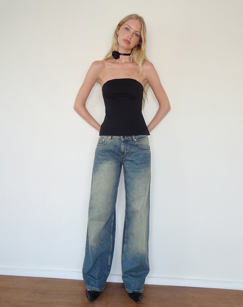 Image of Mairi Longline Bandeau Top in Schwarz Tailoring