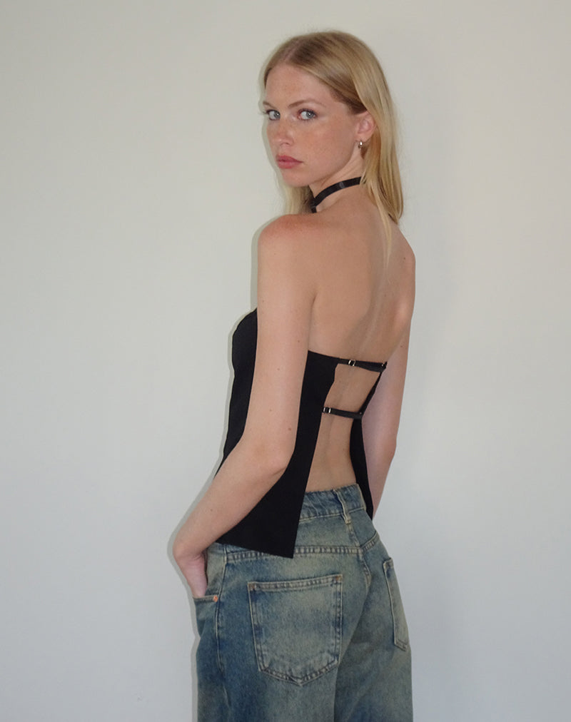 Image of Mairi Longline Bandeau Top in Schwarz Tailoring