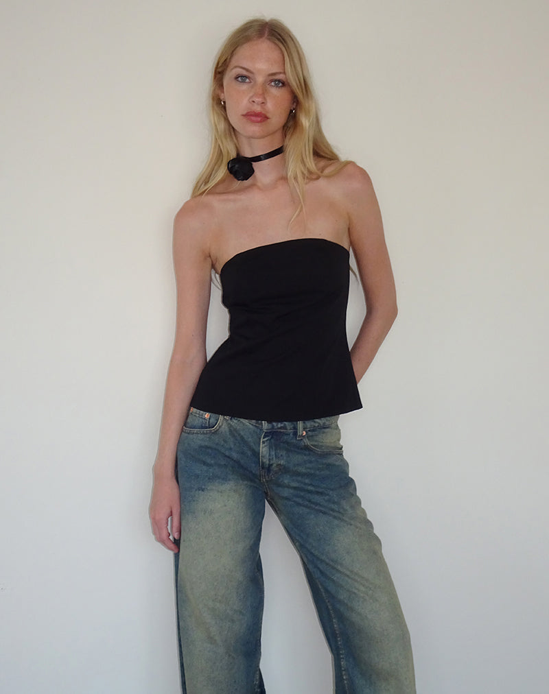 Image of Mairi Longline Bandeau Top in Schwarz Tailoring
