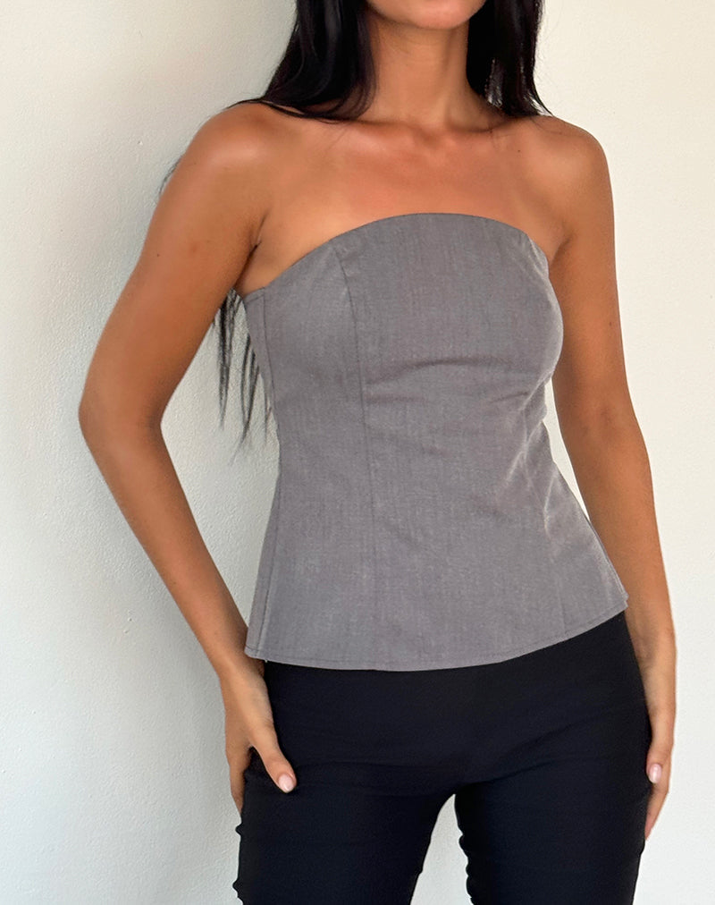 Mairi Longline-Bandeau-Top in Anthrazit Tailoring