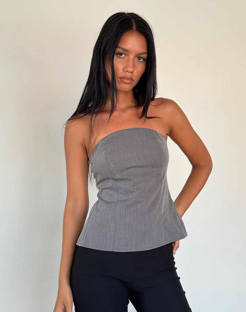 Mairi Longline-Bandeau-Top in Anthrazit Tailoring