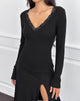 Image of Maivi Langärmeliges Top in Schwarz mit Spitzenbesatz