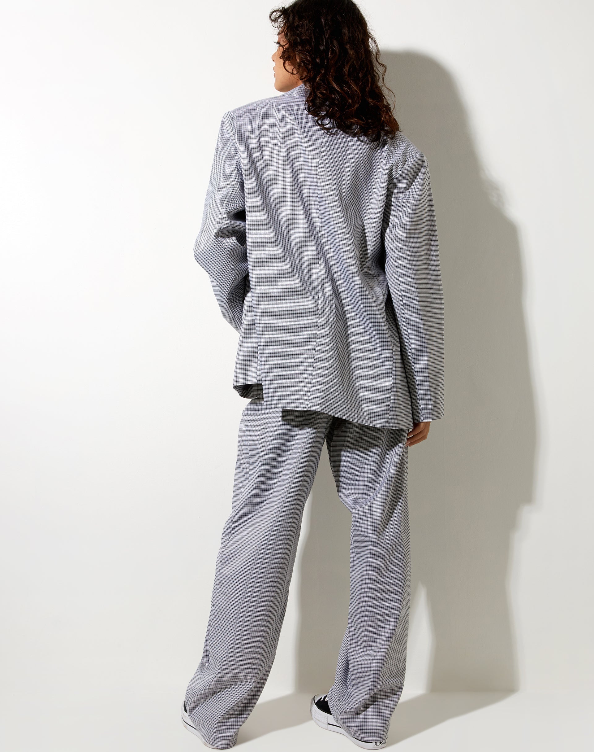 Image of Maiwa Blazer in kleinem Karo Schwarz Grau