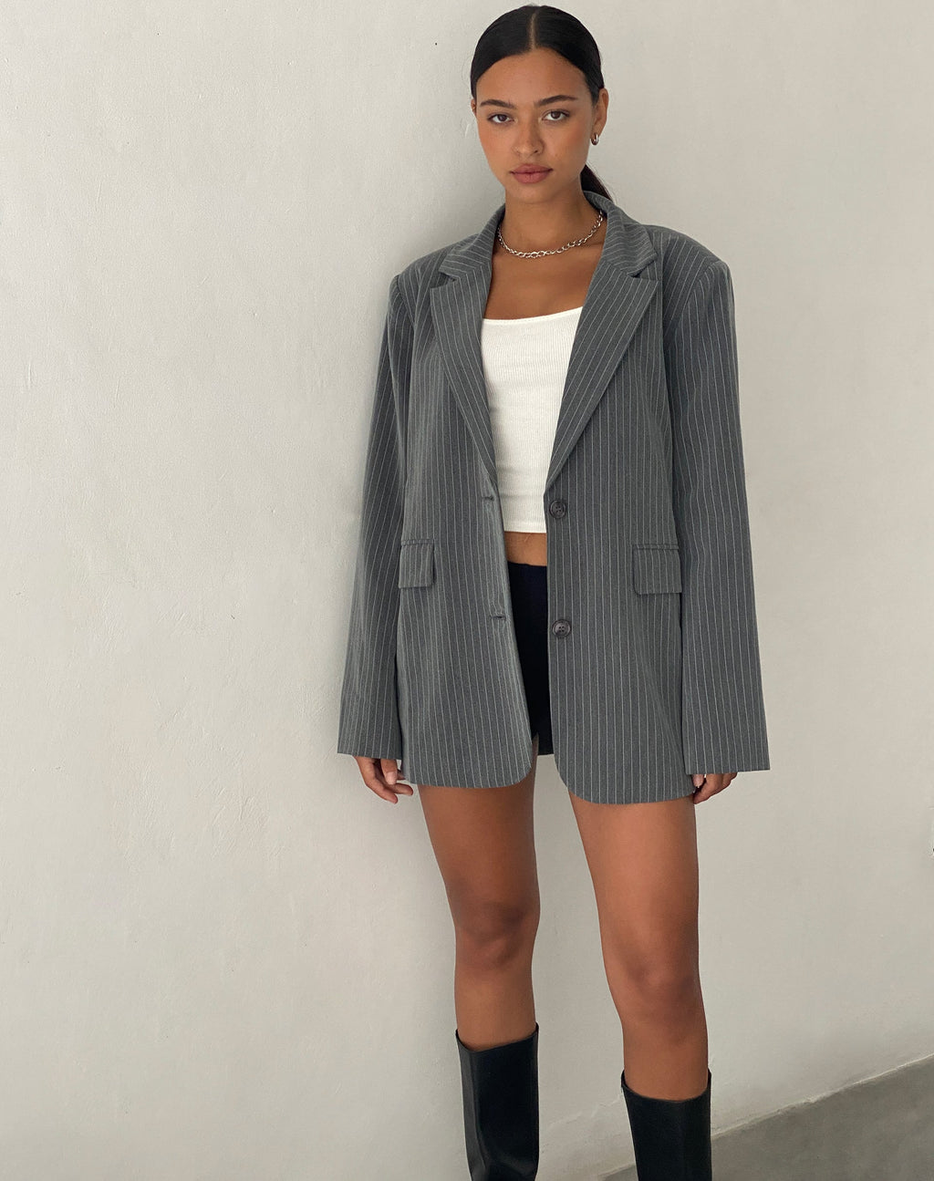 Maiwa Blazer in Tailoring Grau Nadelstreifen