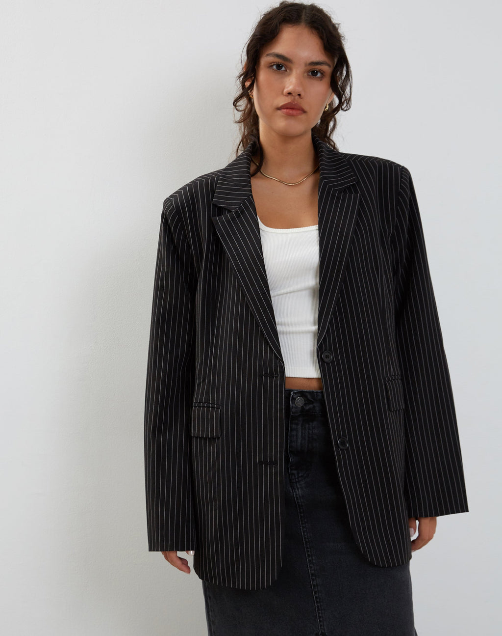 Maiwa Blazer in Nadelstreifen Schwarz