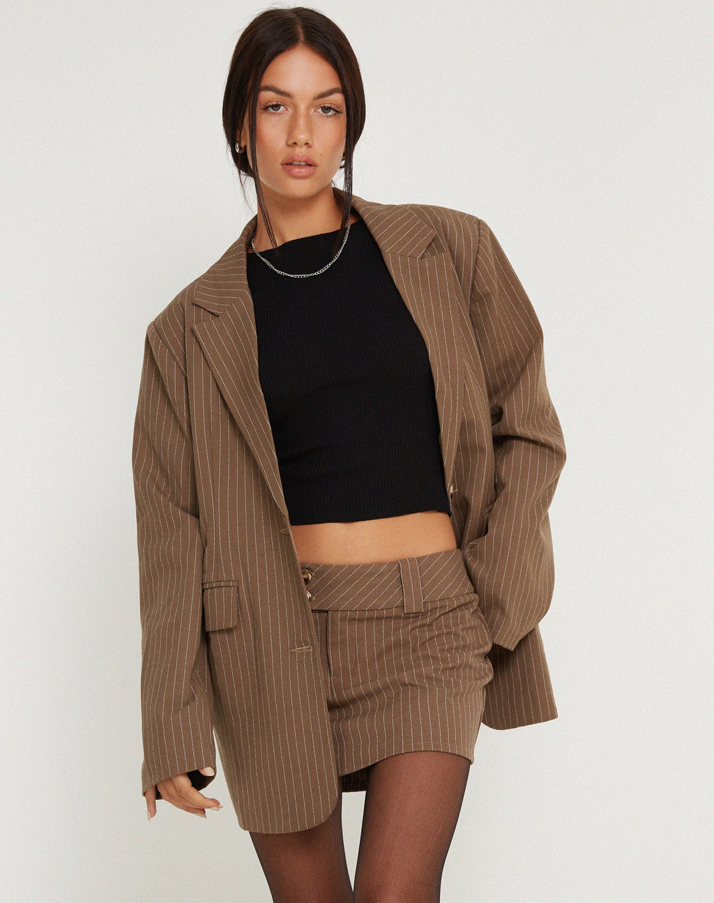 Maiwa Blazer in Nadelstreifen Braun