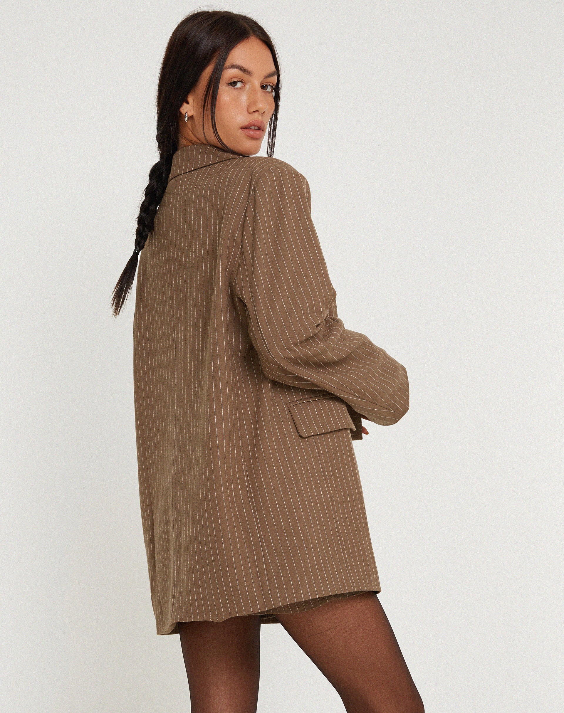Bild von Maiwa Blazer Nadelstreifen Braun