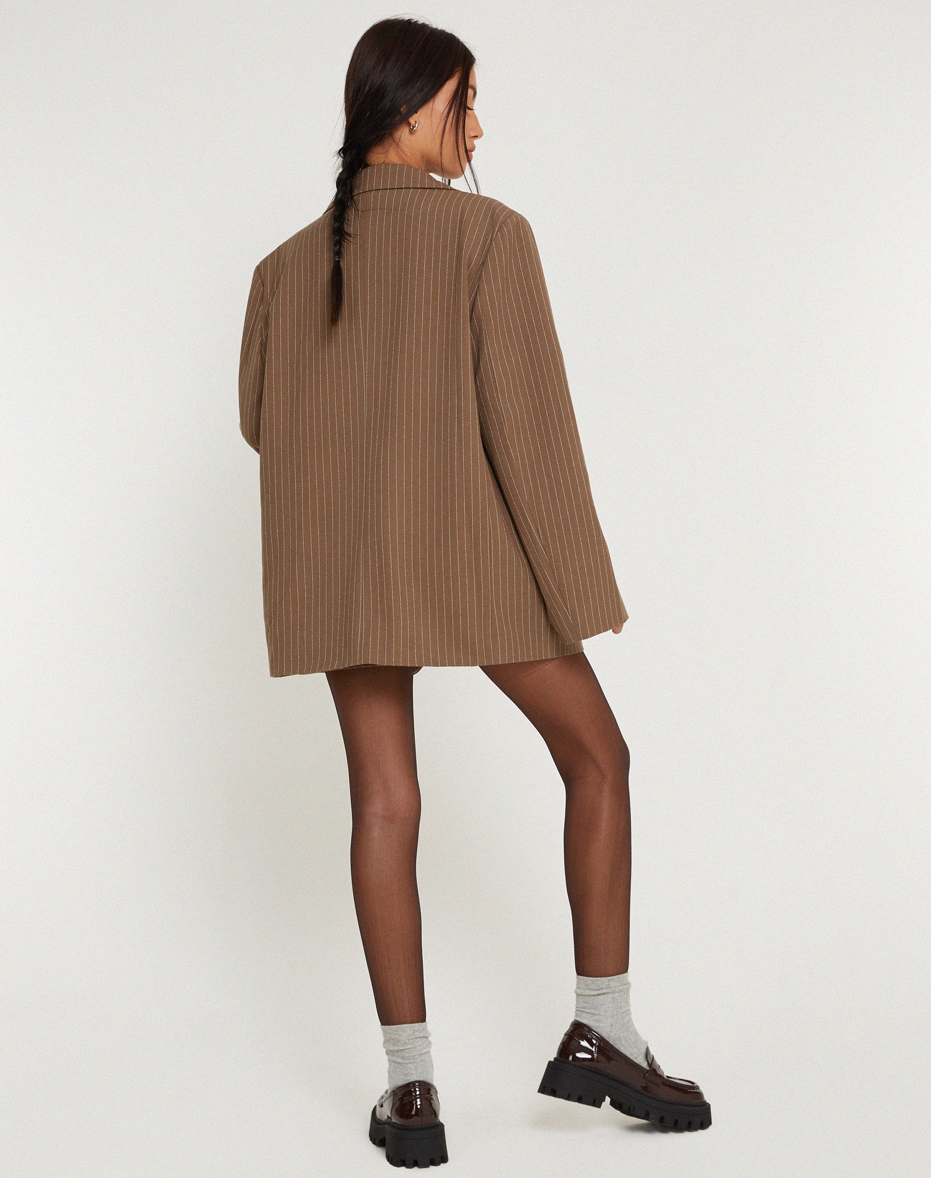 Bild von Maiwa Blazer Nadelstreifen Braun