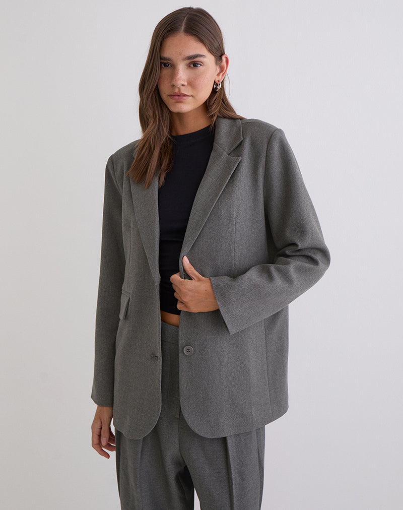 Maiwa Strukturierter Tailoring-Blazer in Anthrazit