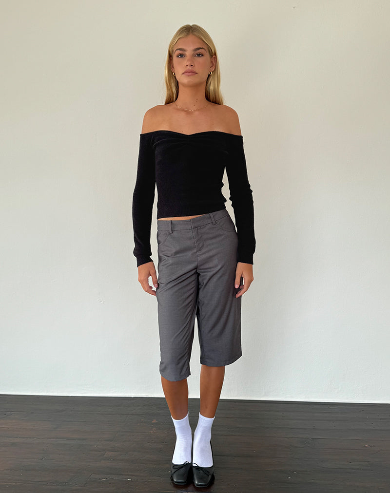 Image of Makena Bardot-Pullover in gebürstetem Schwarz
