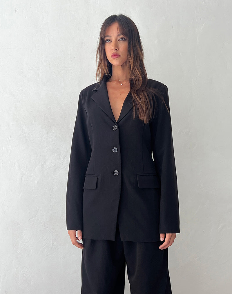 Malana Slim Fit Blazer aus Tailoring Schwarz
